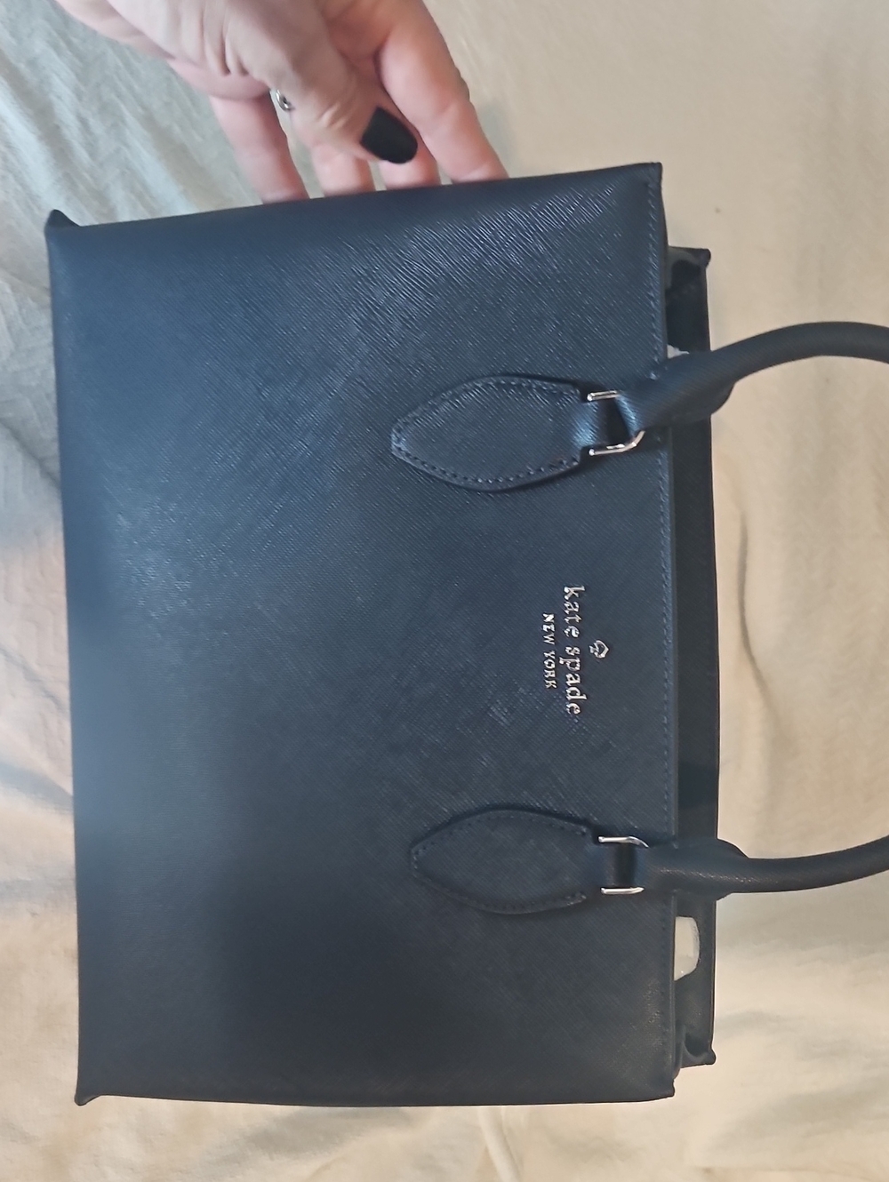 kate spade Black Saffiano Leather Messenger Tote